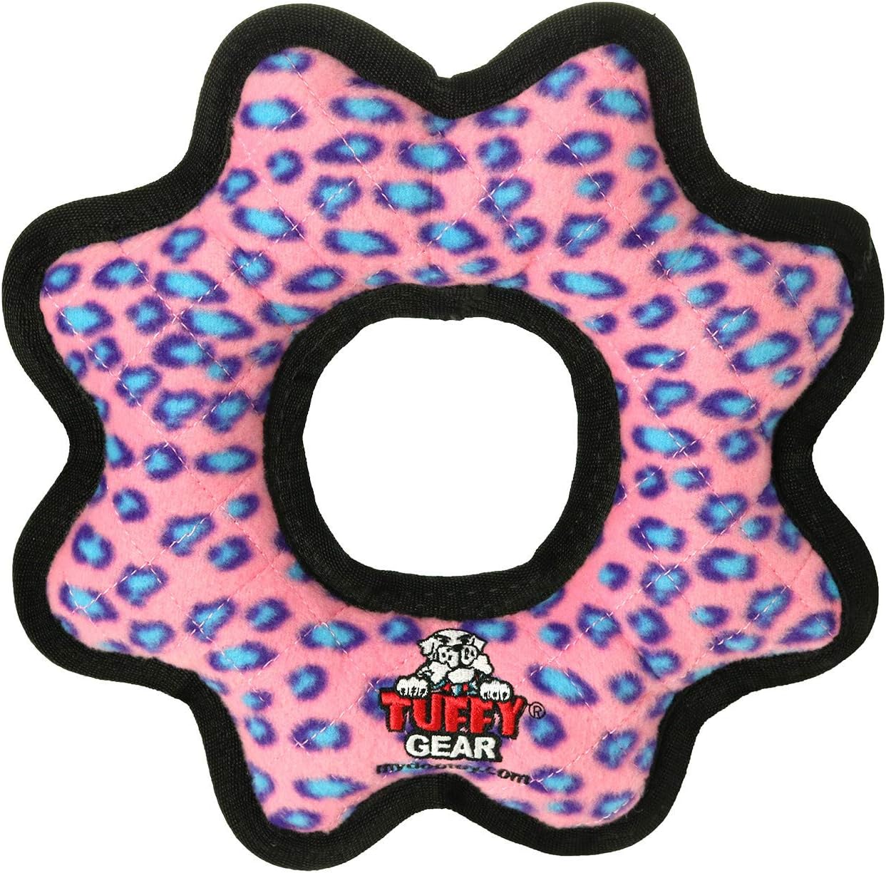 TUFFY-World's Tuffest Soft Dog Toy- Ultimate Rings & Gears - Squeakers .Made Durable,Strong & Tough. (Tug,Toss & Fetch).Machine Washable & Floats (Gear Ring Pink Leopard, Large 2 Pack)