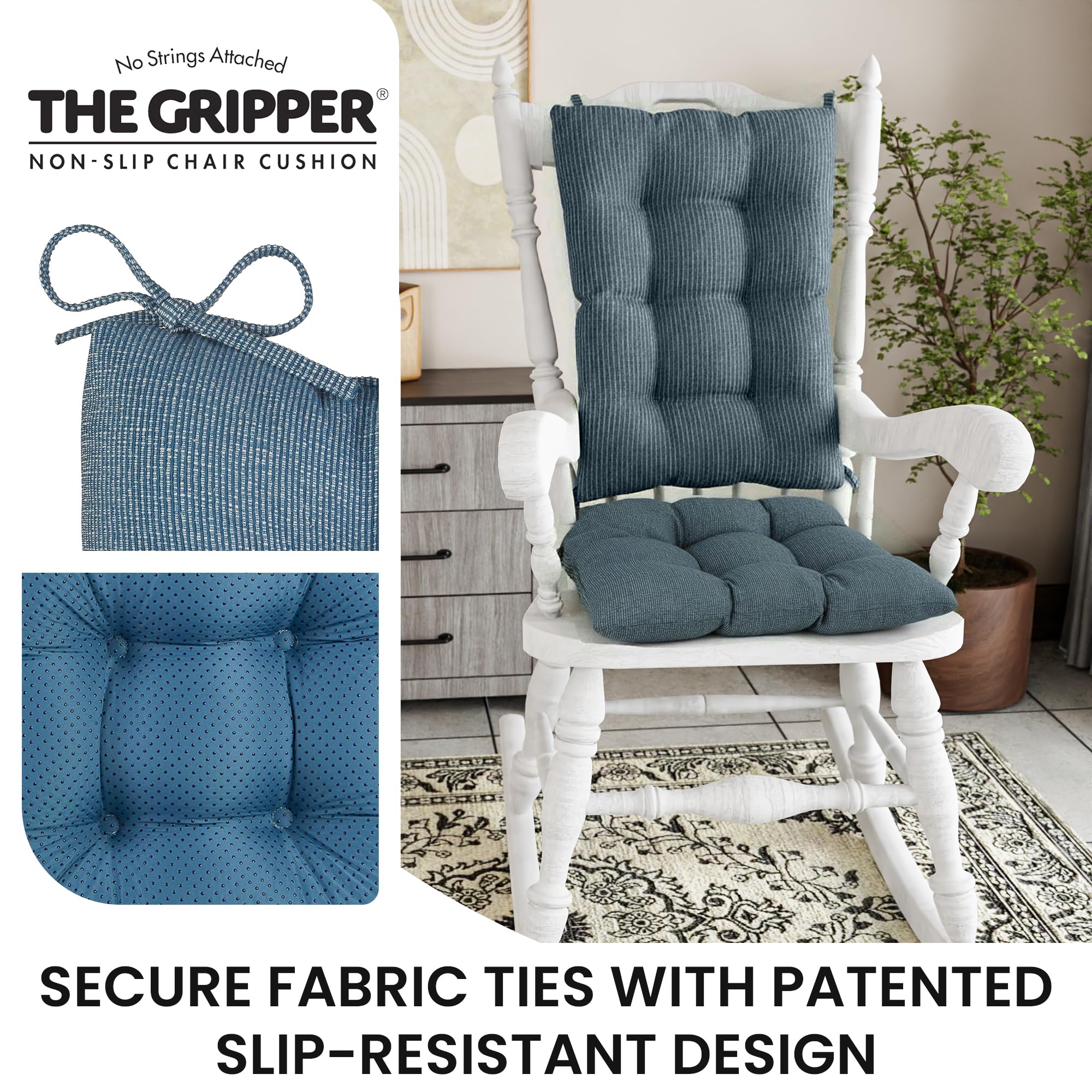 Klear Vu Gripper Jumbo Saturn Rocking Chair Cushion Set, Blue