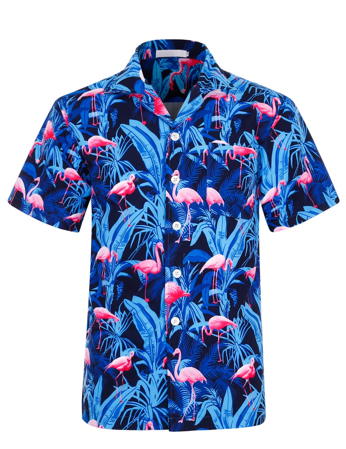 Men's Hawaiian Shirt Beach Shirt Short Sleeve Polyester Casual Regular Fit, Blue, X-Large