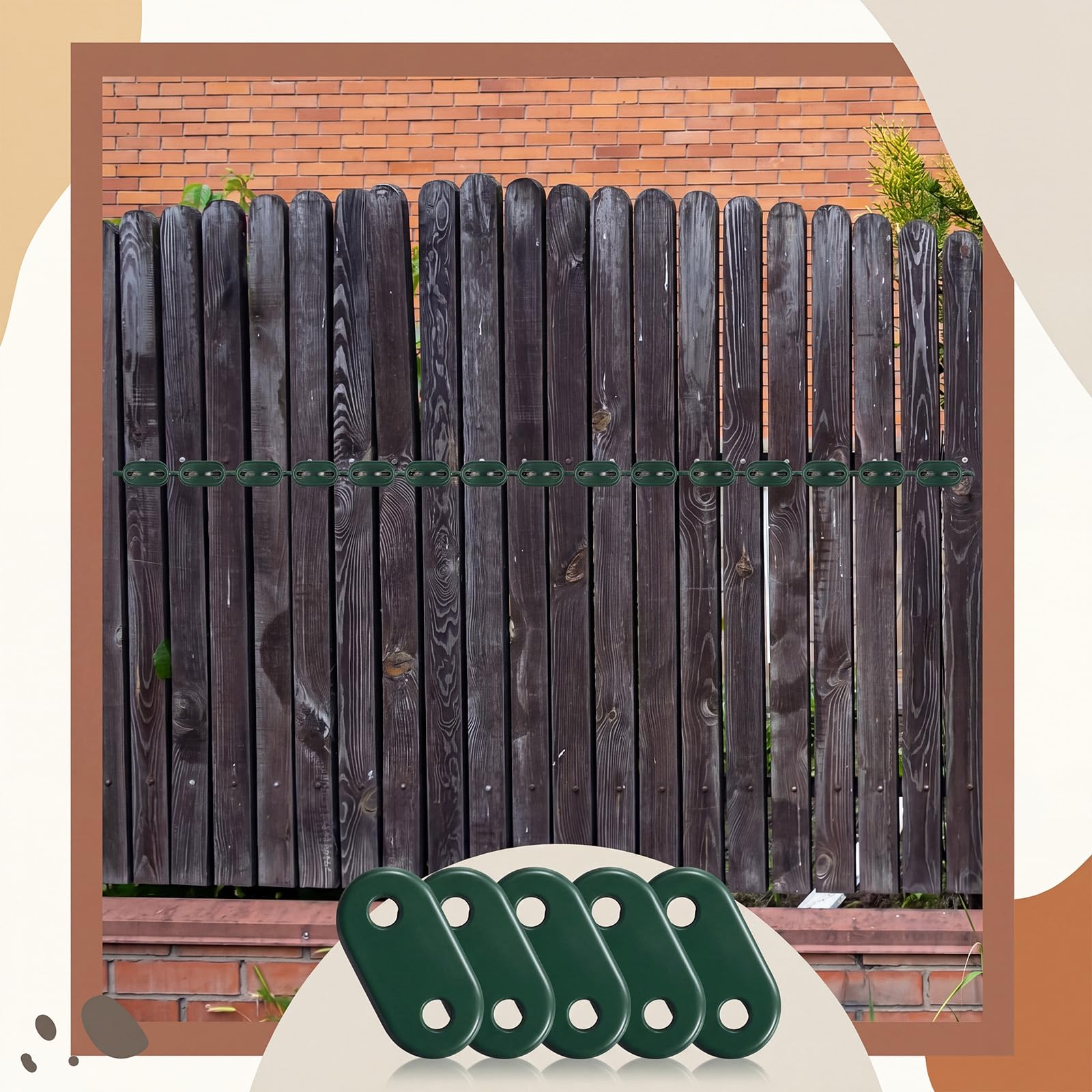 Sinmoe 100 Set di Fissaggio per Frangivista Comprese Fascette per Cavi e Fissaggio delle Piastre di Montaggio Kit di Montaggio in PVC per Tappetini Privacy Recinzioni da Giardino(Verde)