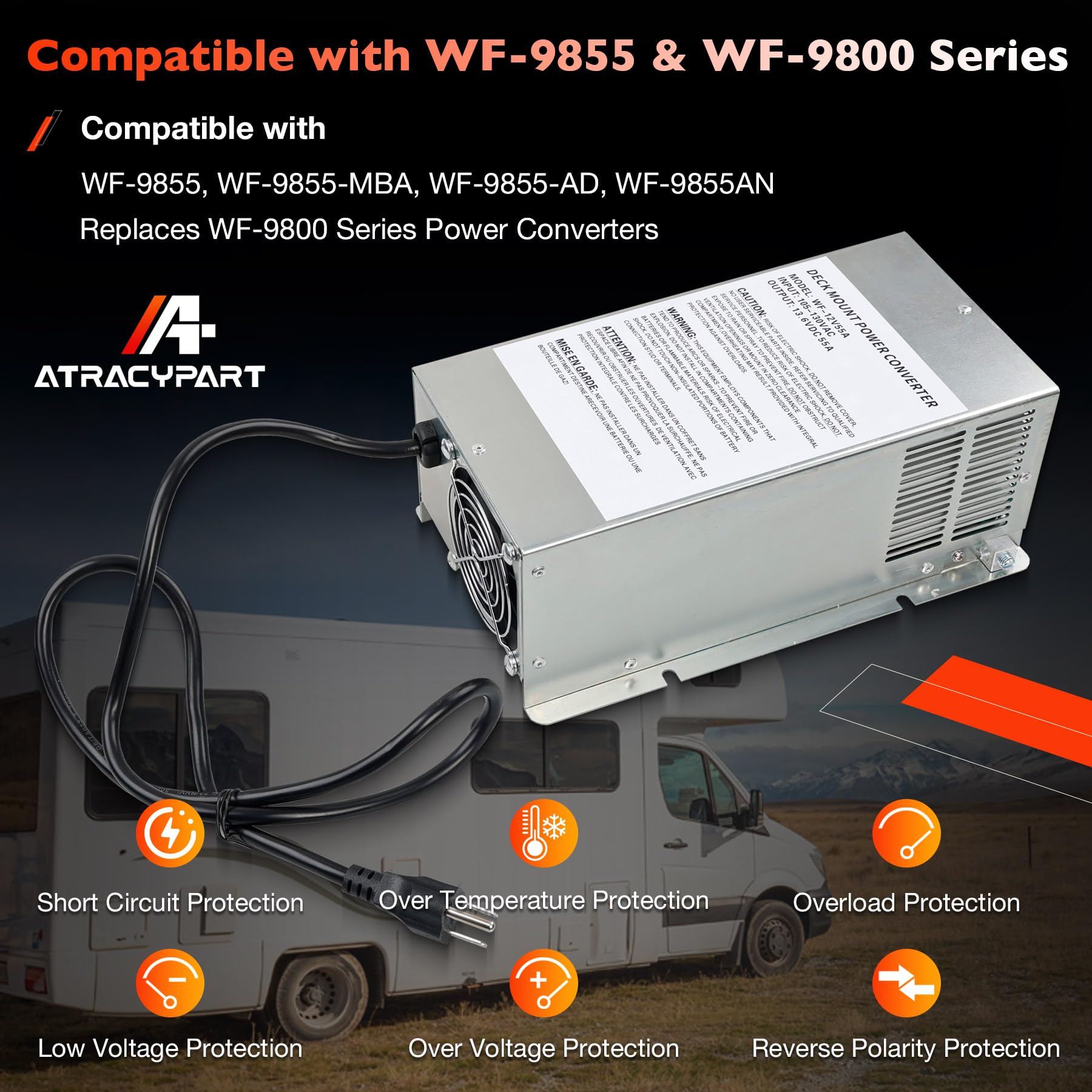 WF-9855, convertidor de potencia RV de 55 amperios para batería de plomo-ácido, compatible con WF-9855, WF-9855-AD, WF-9855-AD-CB y otros convertidores de potencia de la serie WF-9800