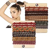 Vista 25 de Lazos para el cabello para mujeres y niñas, 20 pulseras bohemias de doble uso y liga para el cabello grueso, colas de caballo, sin daños, sin