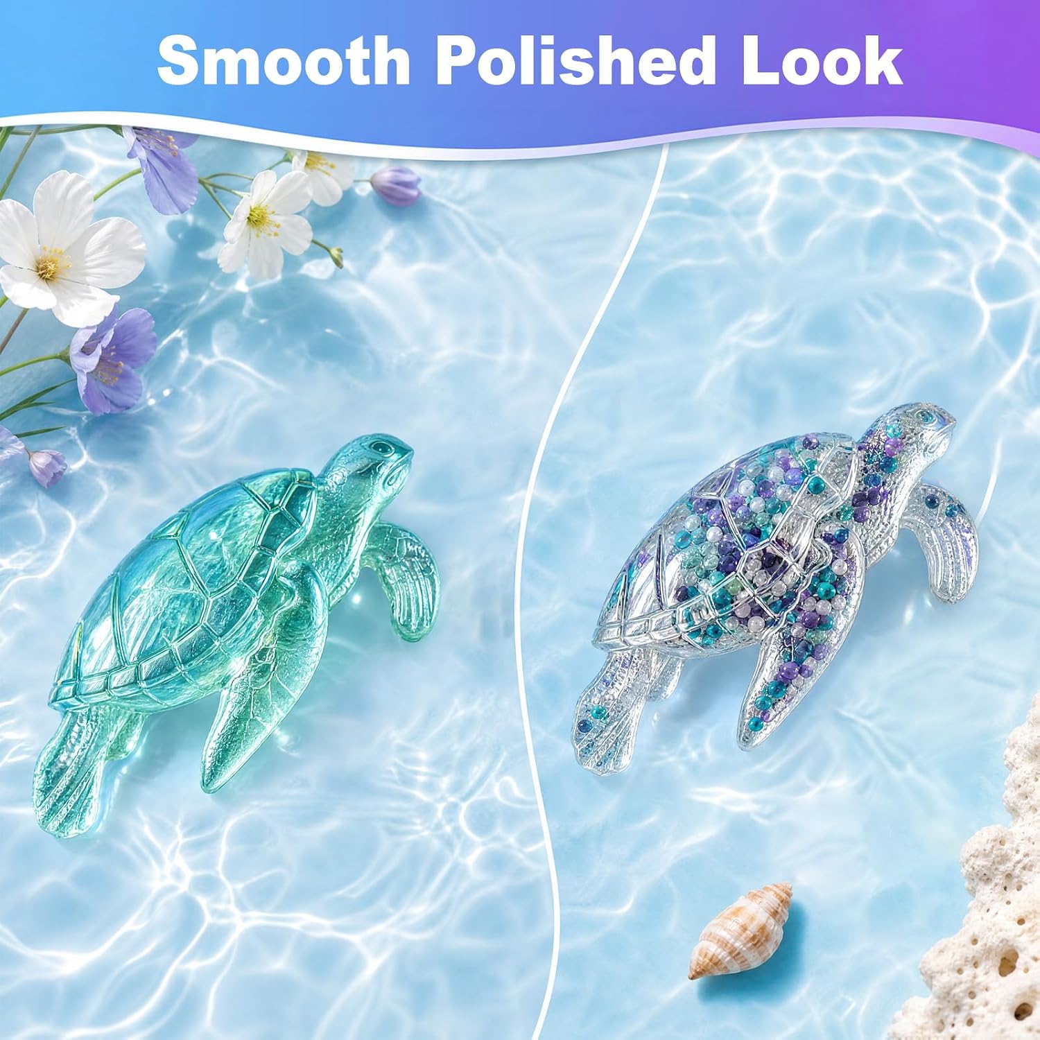 2 Pcs Turtle Resin Mold, 3D Turtle Molds Silicone for Craft Ocean Theme Night Lights Home Decor