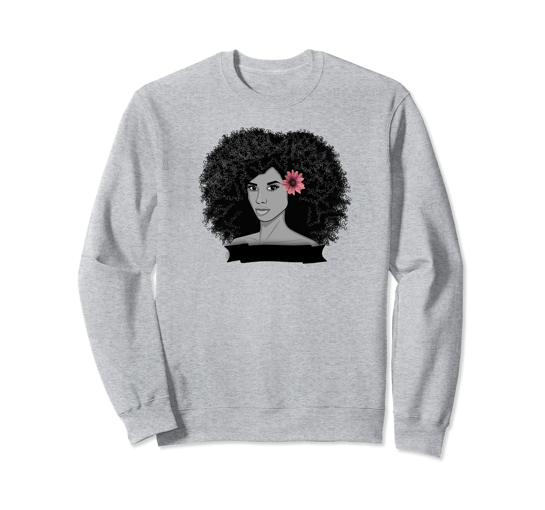 Black Girl Afro Art Hair African American Women Sweatshirt, Grey