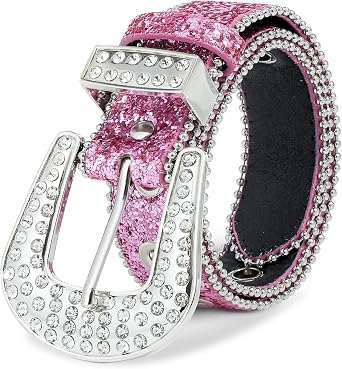 Kajeer Rhinestone Belt for Boys Girls, Cowgirl Boys belt with Bling Sequin Diamond