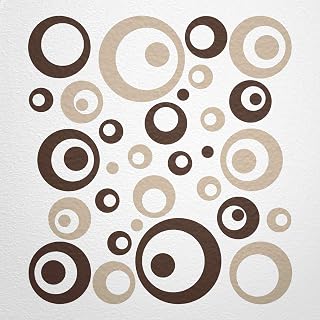 WANDfee Wandtattoo Kreise und Punkte, dunkelbraun und beige, 56 Teile
