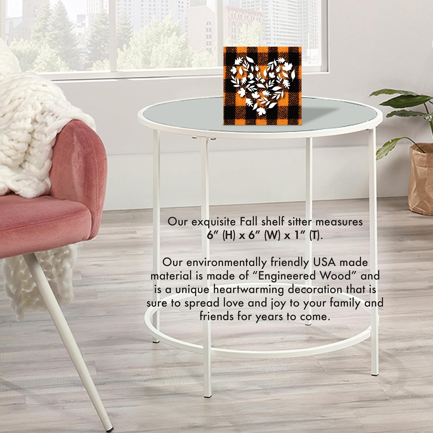 LifeSong Milestones Shelf Sitter for Fall Season Signs Inspirational Tabletop Decoration for Home Office Family Decor (Heart)