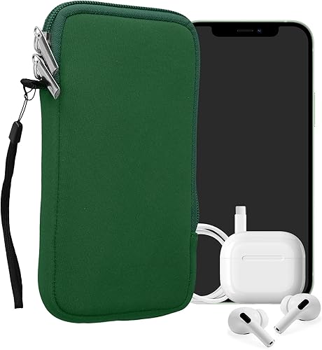 Miniatura 25 de kwmobile Bolsa de neopreno para teléfono tamaño XL - 6.7/6.8 pulgadas - Funda universal para celular con cremallera, correa para la muñeca, amarillo