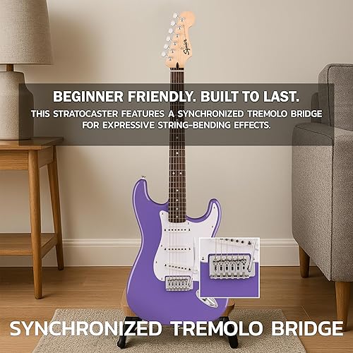 Miniatura 4 de Fender Squier Sonic Stratocaster - Paquete ultravioleta con amplificador, sintonizador, correa, cable, púas y DVD de guitarra Austin Bazaar