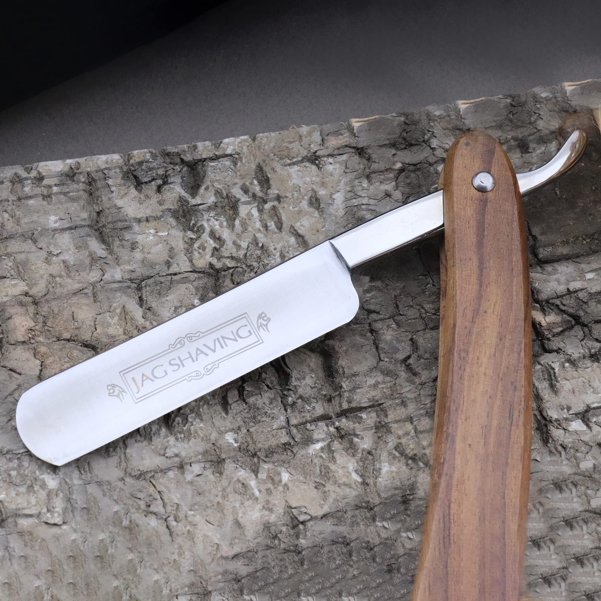 Jag Shaving Zestaw do golenia – 6-częściowy zestaw do golenia – brzytwa – super pędzel do golenia z włosia borsuka – mydło do golenia – miska do golenia z pokrywką – blok ałunowy – skóra ściągająca