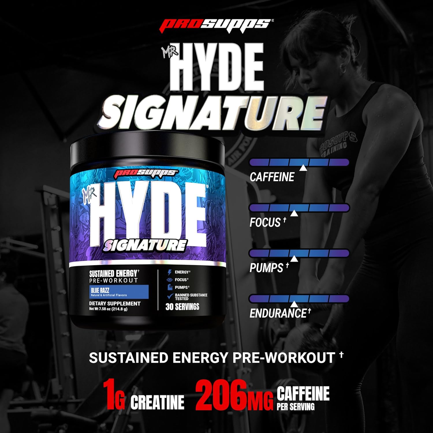 ProSupps Mr. Hyde Signature Pre Workout Powder with Creatine, Beta Alanine & Caffeine - Performance, Energy & Endurance - Clean Fitness & Gym Supplements for Men & Women (Blue Razz, 30 Servings) - Image 2