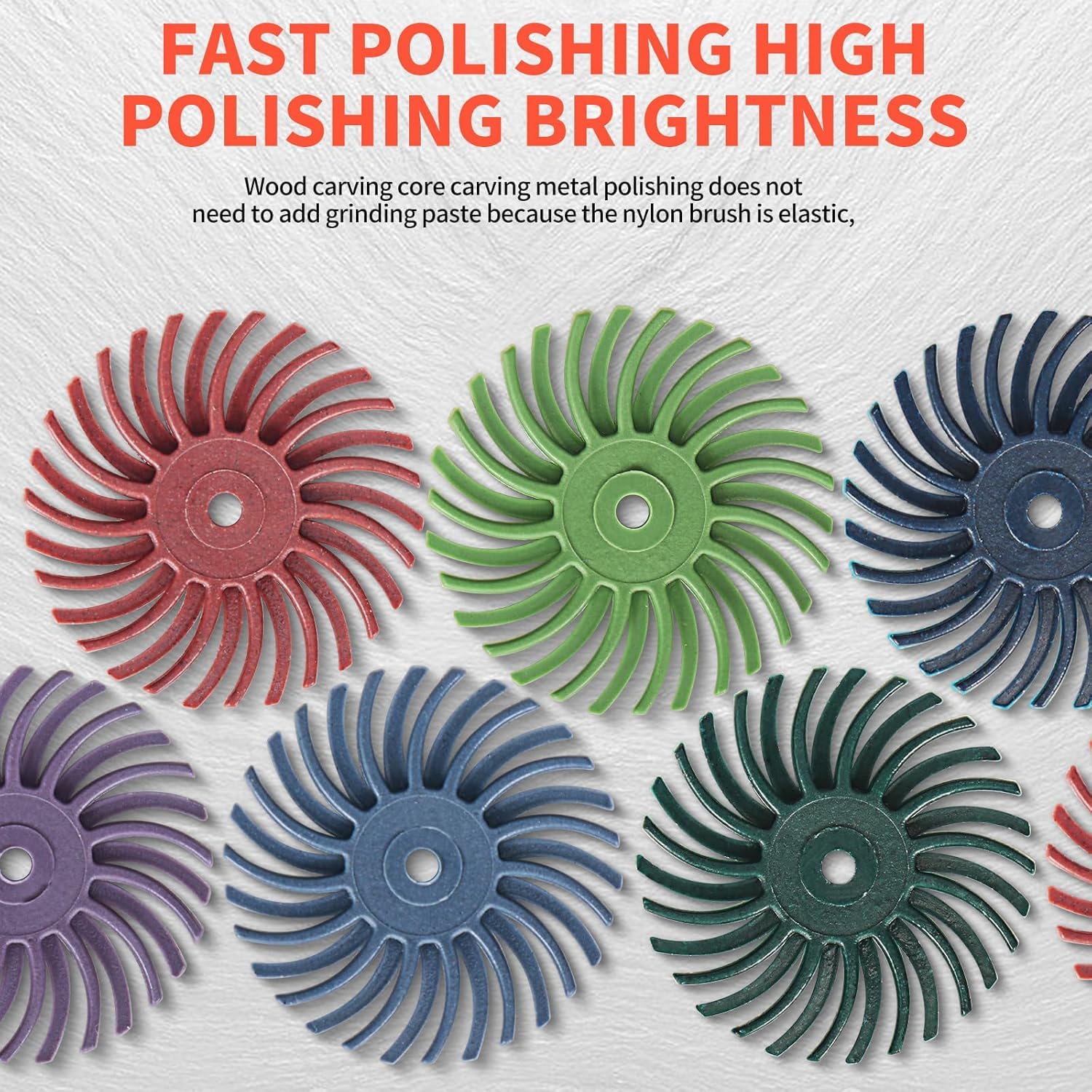Lot de 76 disques abrasifs à poils radiaux pour brosse abrasive et polissage avec tige de 1/8" pour outils rotatifs de nettoyage de finition