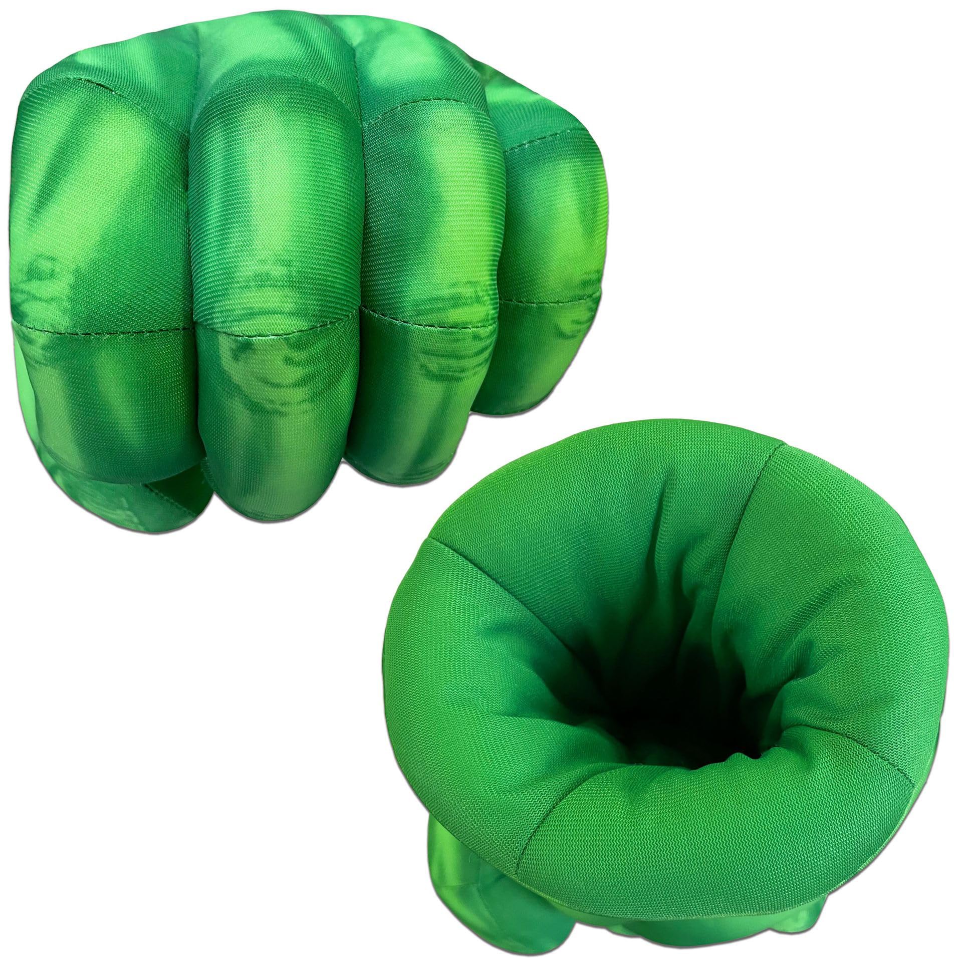 Guantes de Boxeo para Niños,Gigantes Peluche Suave Guantes con Mango Incorporado Tamaño Universal para Niños y Adultos,Cosplay Disfraz Guantes Regalo para Cumpleaños Navidad Halloween (1 Par Verde)