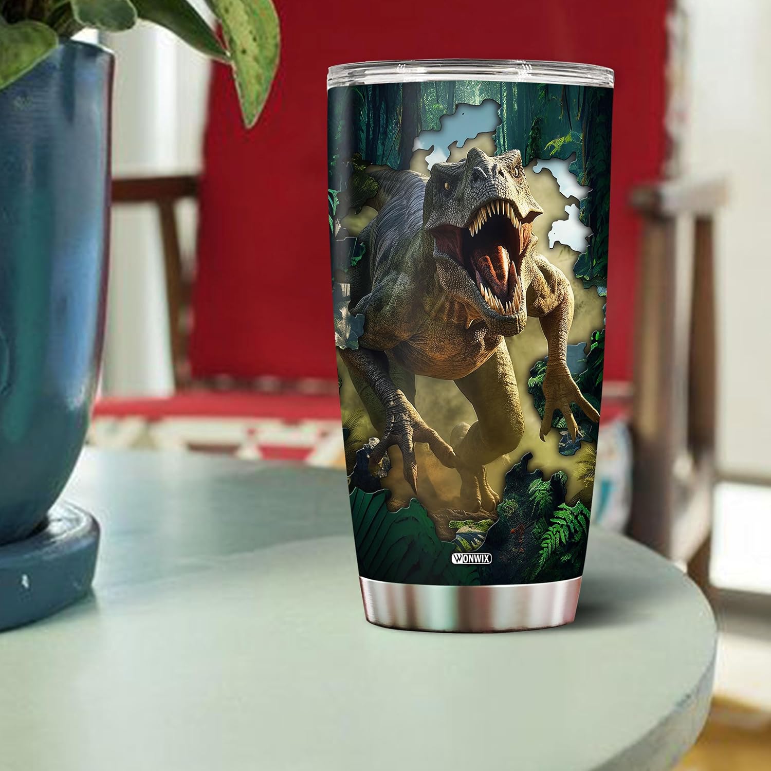 Personalized Dinosaurs Tumbler Gifts for Boys Kids Custom Name Travel Cup Coffee Mug Insulated Stainless Steel 20oz With Lid Water Bottle Gift for Dinosaur Lover