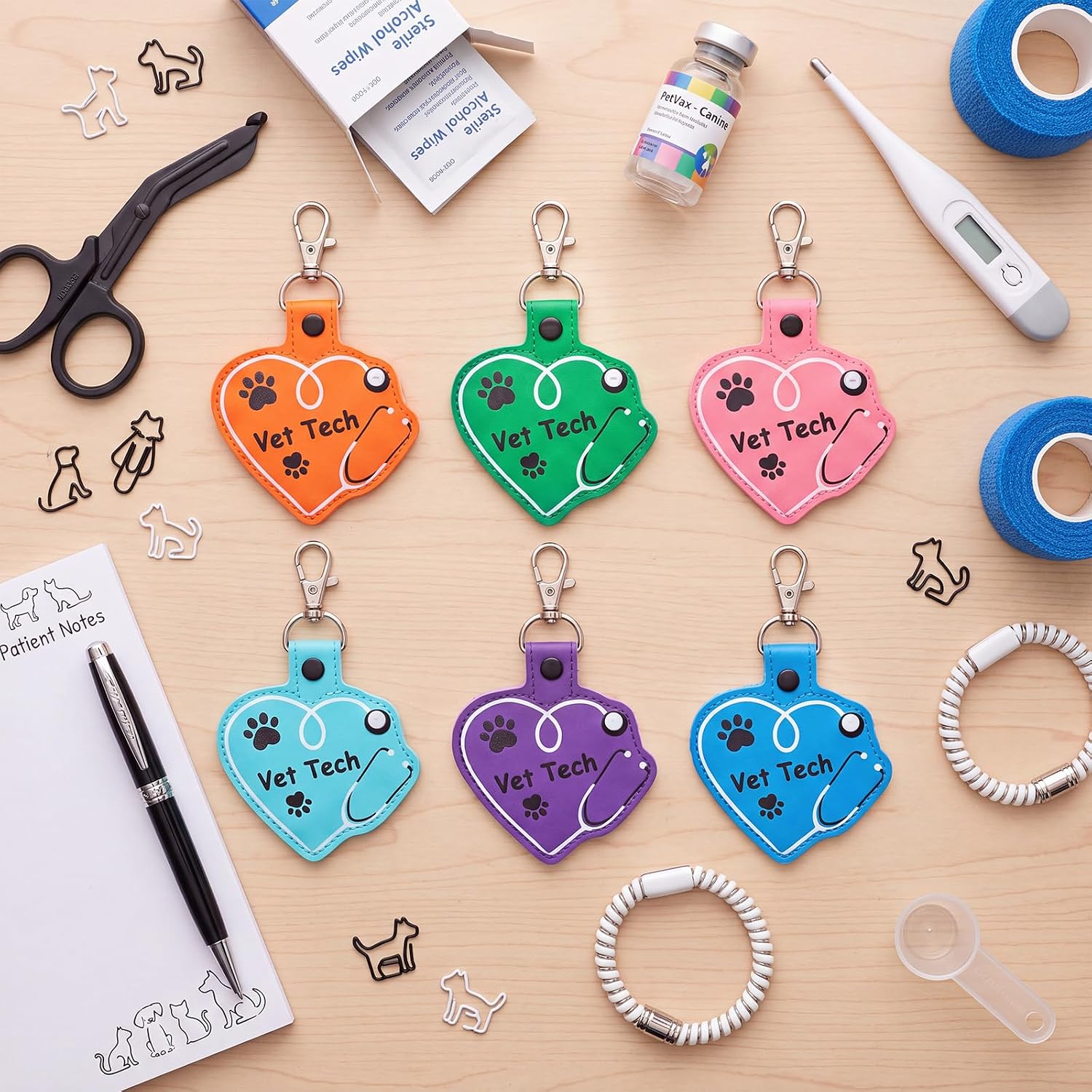 Kigeli 6/12/24 Pcs Vet Tech Week Keychain Vet Tech Appreciation Gift image 4