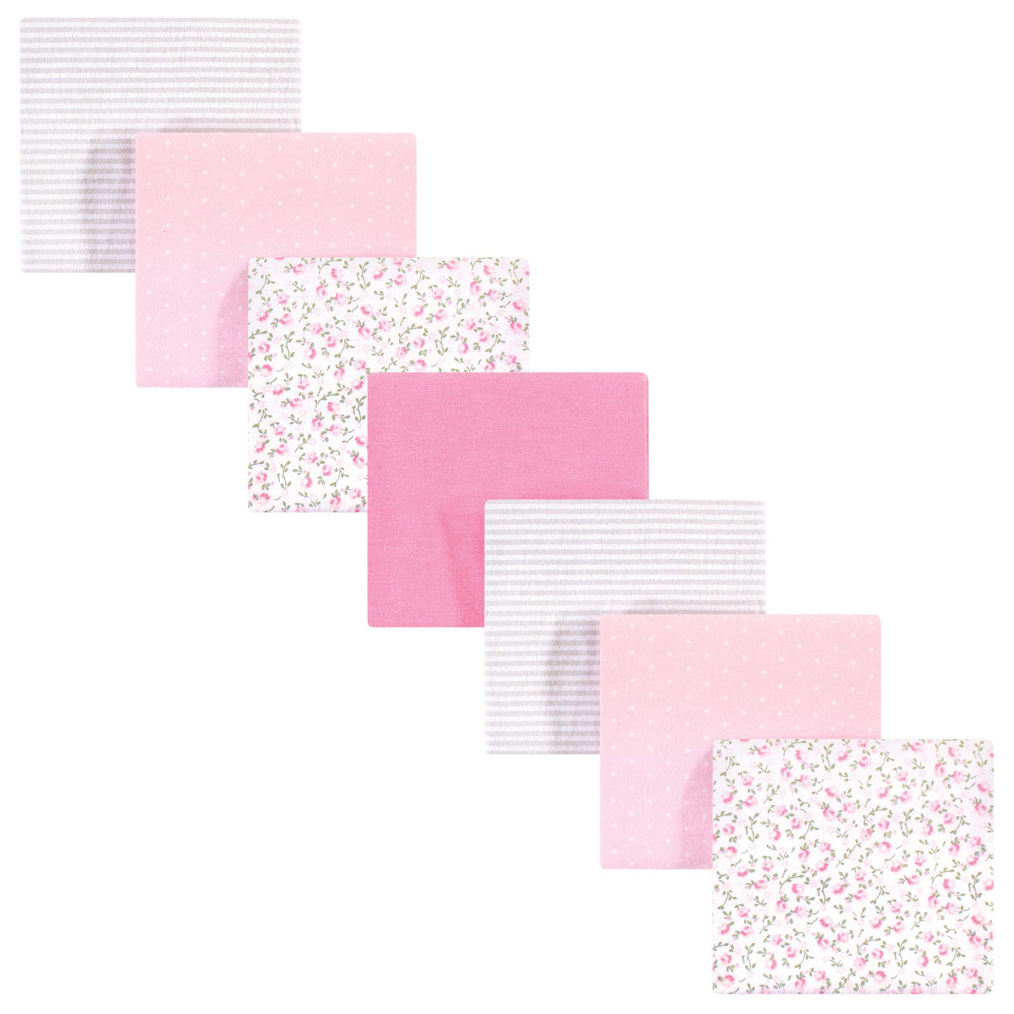 Hudson Baby Unisex Baby Cotton Flannel Receiving Blankets Bundle, Pink Peony, One Size