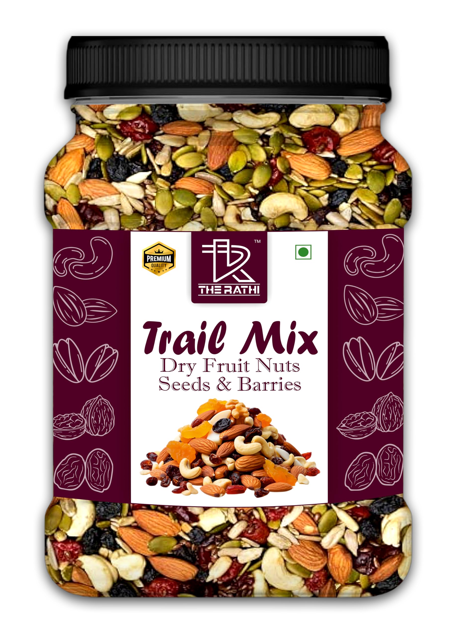 THE RATHI Trail Mix | Superfoods | California Almond | Cashews | Cranberries | Dates | Pumpkin Seeds | Green & Black Raisins | Healthy Mixed Nuts with Dry Fruits (500g, Mixed Dry Fruits)-image-41