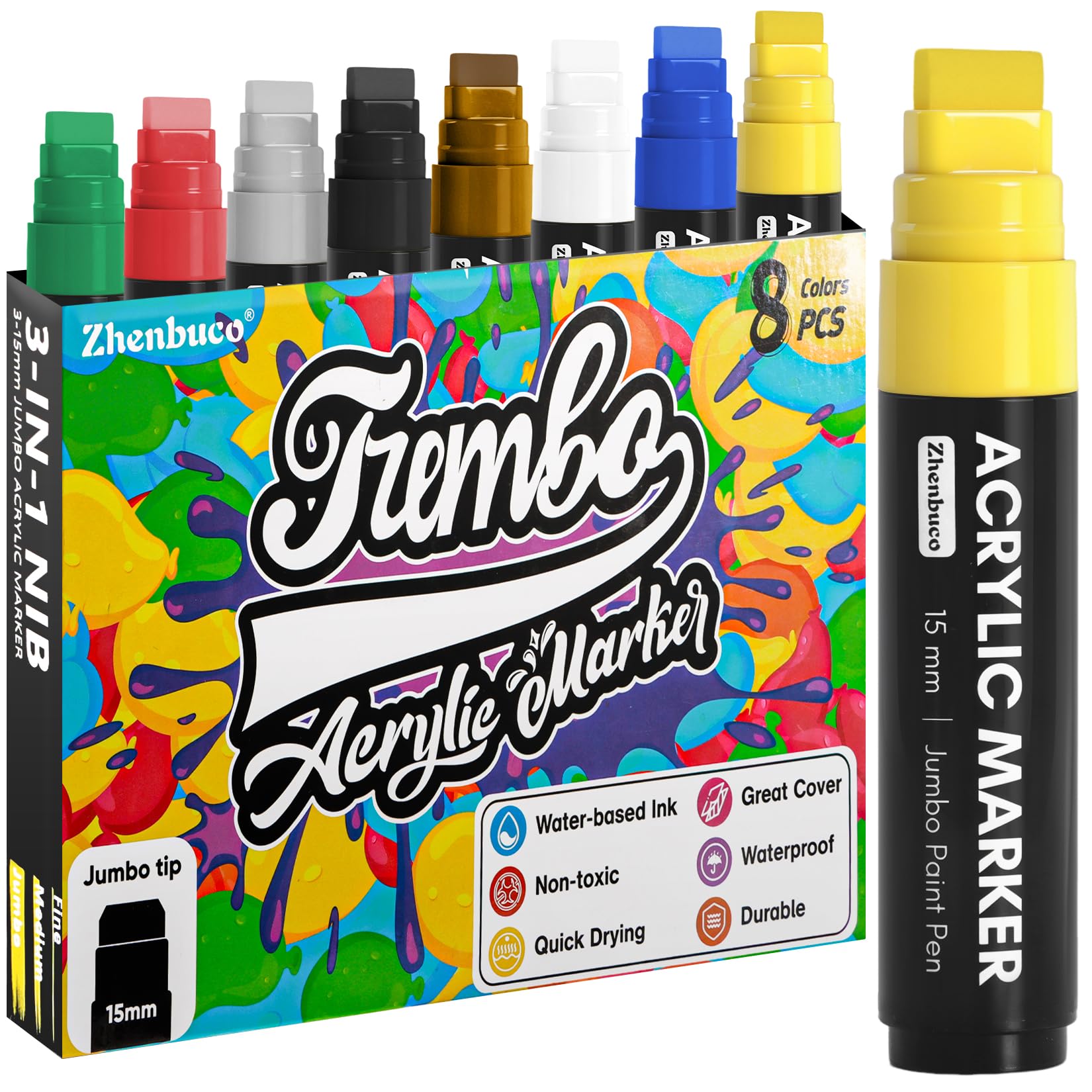 Amazon.com: Zhenbuco Jumbo Poster Markers - 8 Colors Permanent