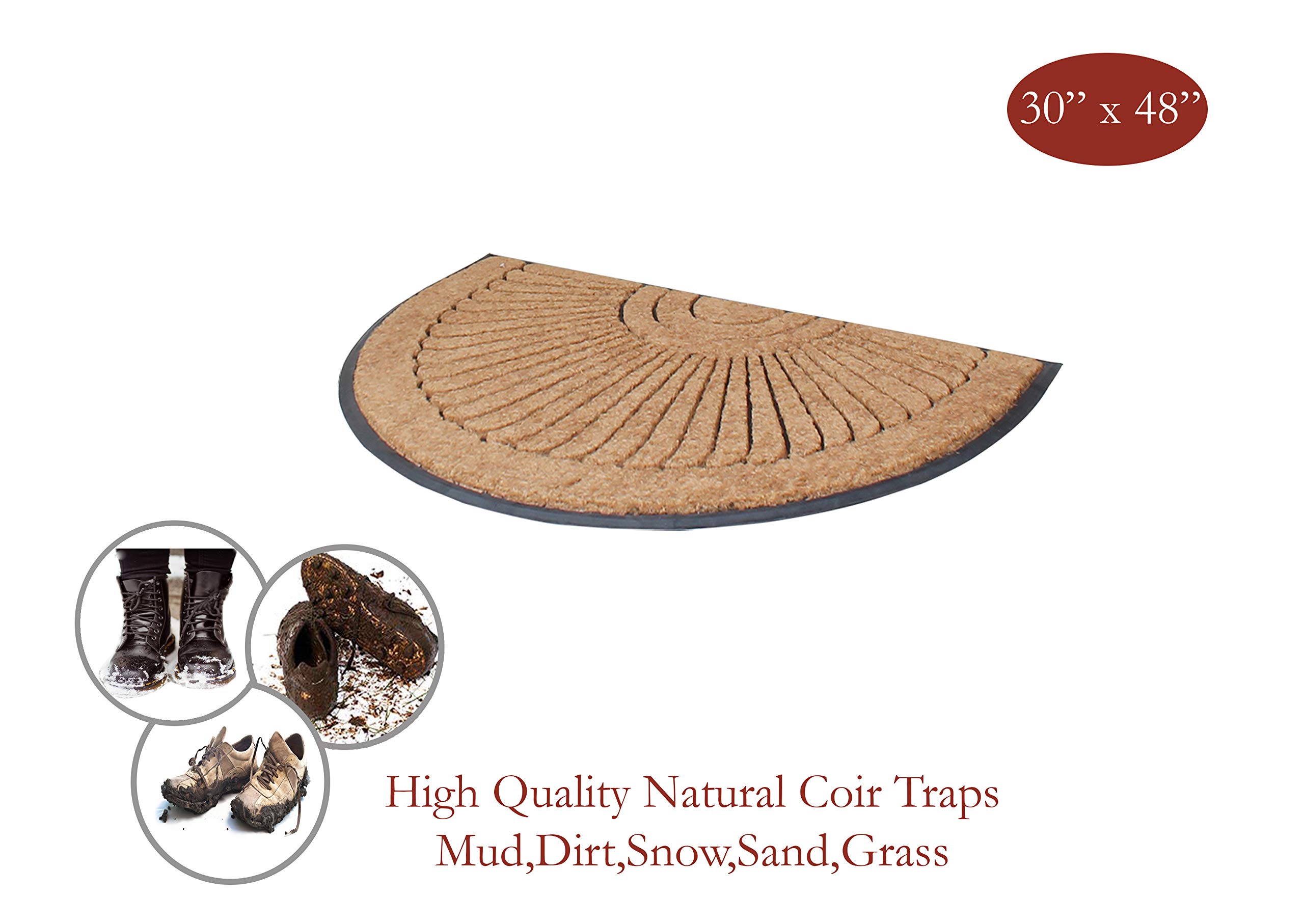 A1HC Natural Coir and Rubber Door Mat, 30”x48”, Thick Durable Doormats