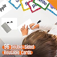 Vista 5 de First Sight - Tarjetas de palabras de primera vista, 100 tarjetas de primera palabra y 96 tarjetas borrables de doble cara en blanco con un bolsillo