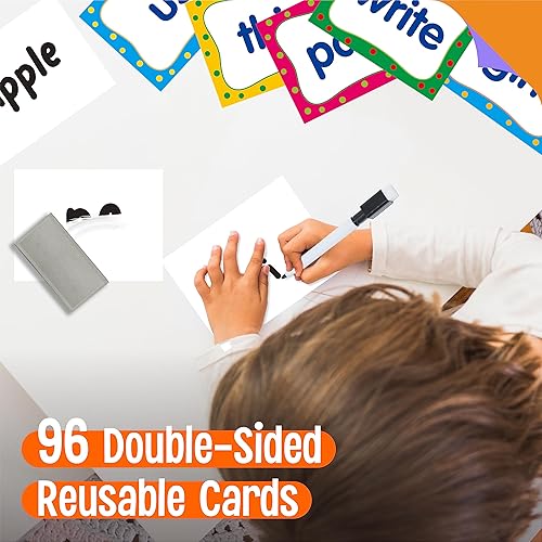 Miniatura 5 de First Sight - Tarjetas de palabras de primera vista, 100 tarjetas de primera palabra y 96 tarjetas borrables de doble cara en blanco con un bolsillo