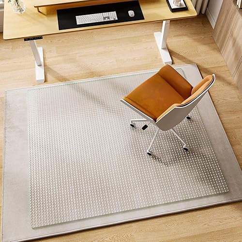 Miniatura 30 de Tapete para silla para alfombra, tapete de vidrio templado mejorado de 36 x 55 pulgadas para silla de oficina, protector de tapete con bordes