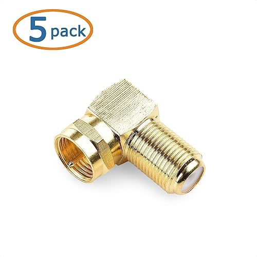 Miniatura 5 de Cable Matters Paquete de 3 cables coaxiales RG6 redondos negros CL2 con blindaje cuádruple, 1.5 pies, con 5 adaptadores RG6 tipo F chapados en oro