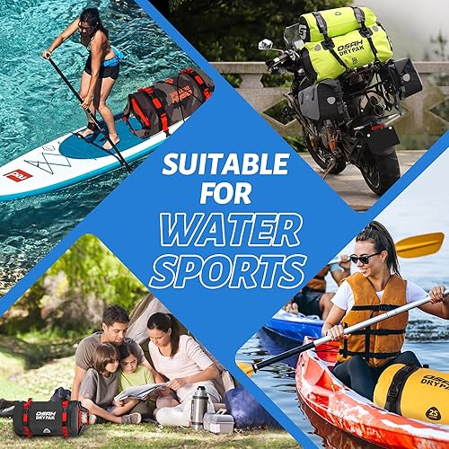 Miniatura 5 de Bolsa seca impermeable de 25 litros  Bolsa trasera de equipaje para motocicleta con correas para asiento trasero, mochila ligera impermeable para