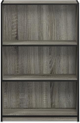 Miniatura 4 de Furinno Jaya Simple Home - Estantería ajustable de 3 niveles, roble francés gris y solo 3 niveles Turn-N-Tube mesa auxiliar  mesita de noche  mesita