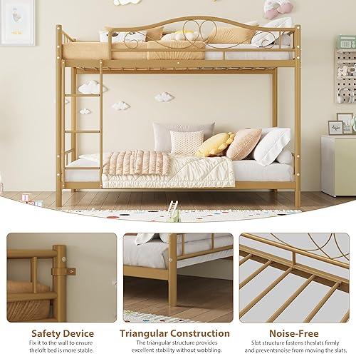 Miniatura 45 de GAOMON Marco de cama de hierro moderno y elegante con cabecera y estribo, estructura de soporte firme, marco de cama de plataforma de metal, no