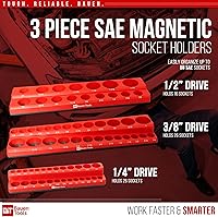 Vista 3 de Juego de 3 organizadores magnéticos de enchufes - Juego de 3 soportes magnéticos SAE rojo - 12 pulgada, 38 pulgadas y 14 pulgadas, con capacidad