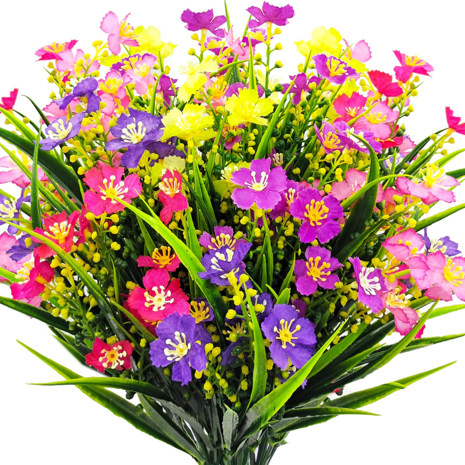 CORVYUC 10 Bundles Artificial Flowers Outdoors UV Resistant Fake Plants Outside Faux Plastic Silk Floral for Home Indoor Porch Boxes Garden Decoration (Multicolor)