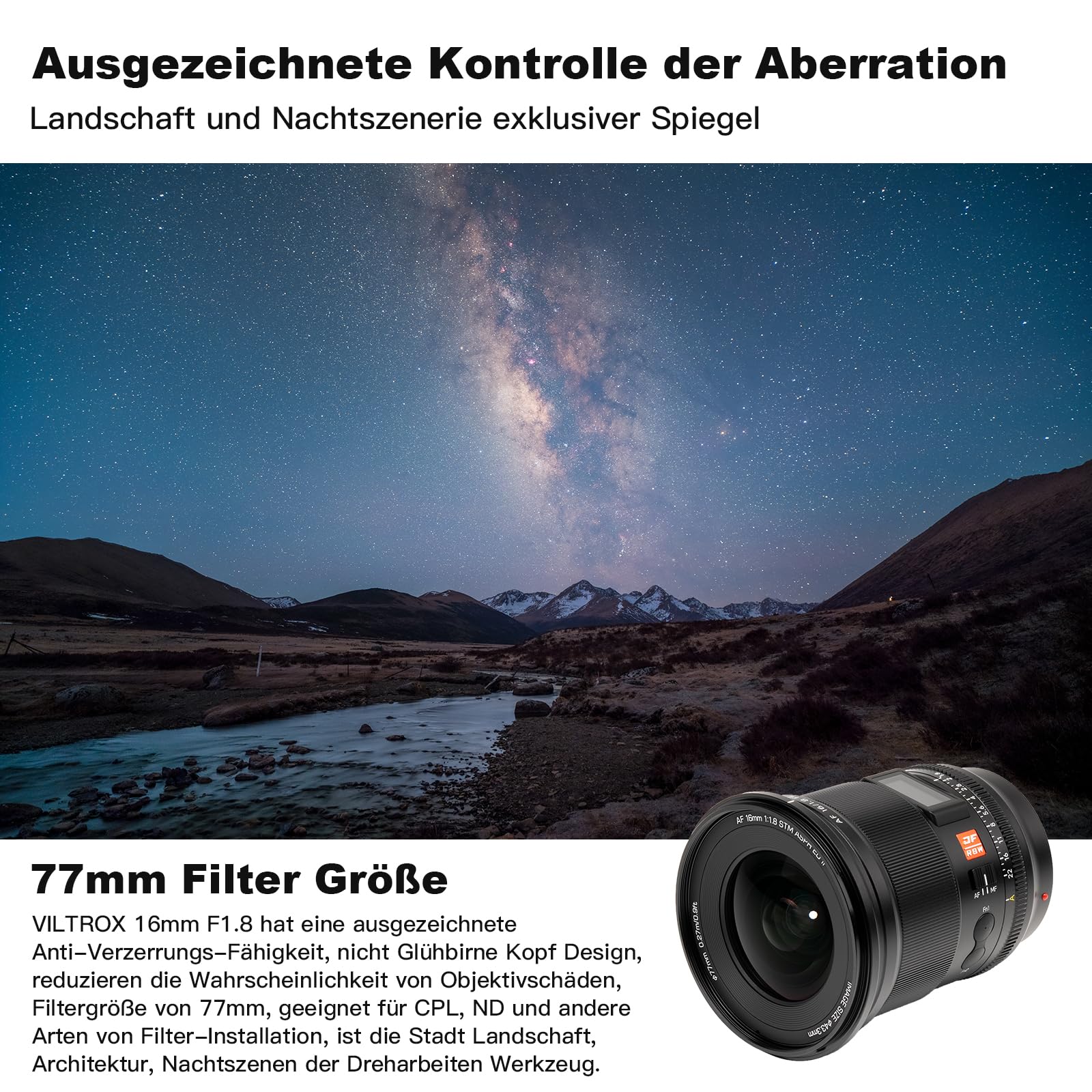 VILTROX 16mm F1.8 Objectif Autofocus Full Frame pour Sony E Mount