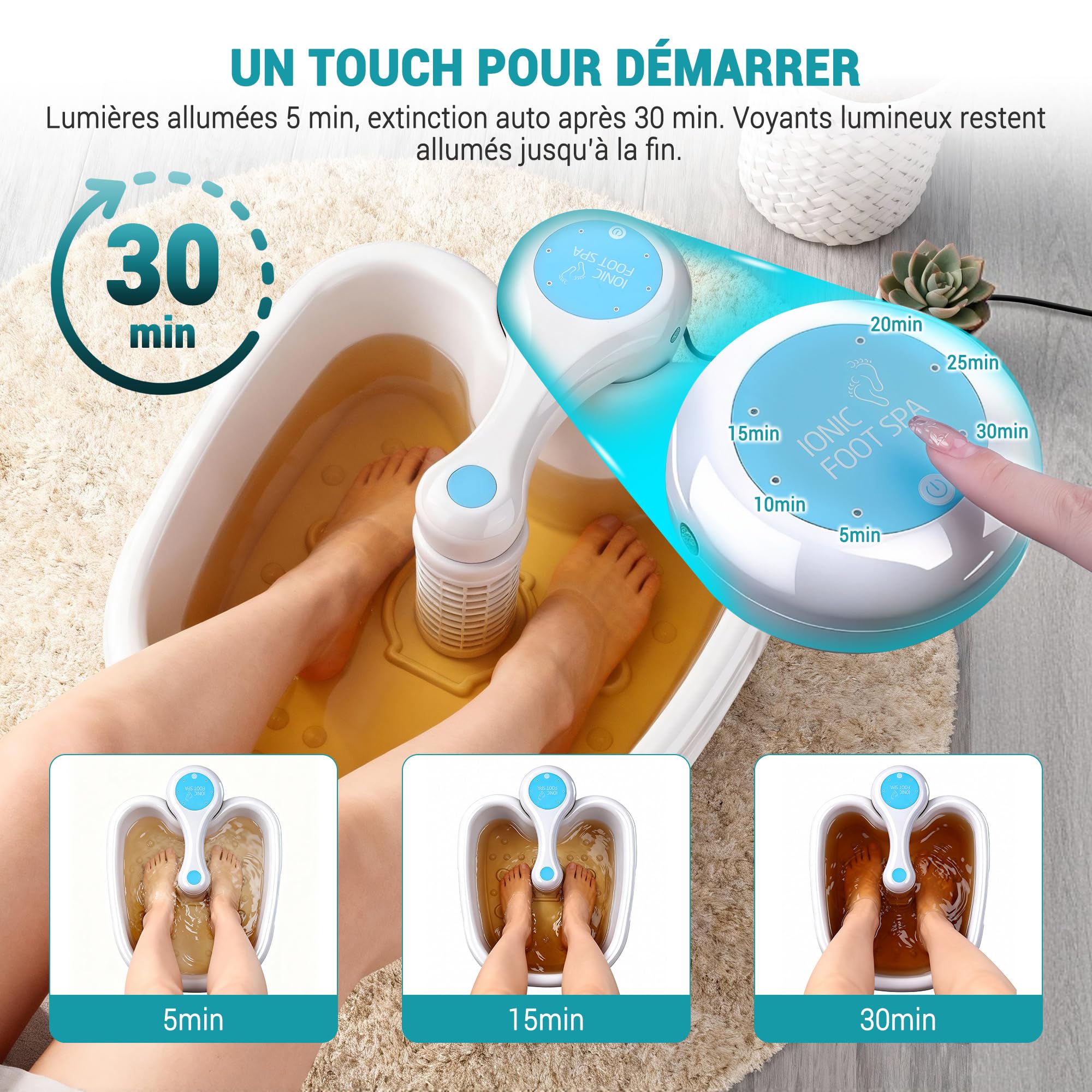 Bain de Pieds Ionique Detox, Appareil De Bain De Pieds DéToxifiant Ionique AméLioré, DéToxification Des Pieds Par éLectrolyse, ExpéRience SPA à Domicile En Un Seul Clic