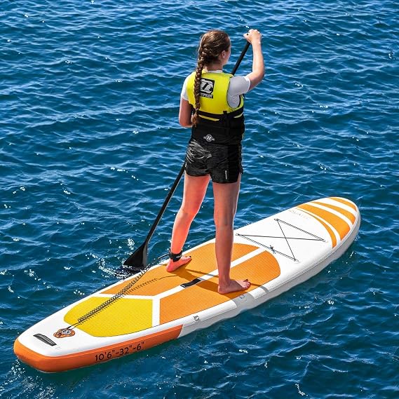 AQUATEC 6 Thick Inflatable Paddle Boards - Premium Paddle Board | SUP Accessories - Adjustable Paddle, Pump & Backpack