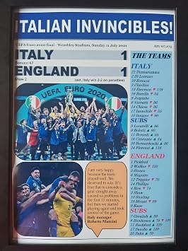 Italy 1 England 1 - Italy win on pens - European Championship final - 2021 - framed print