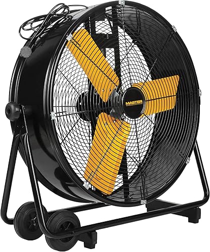MASTER Ventilador industrial de barril de alta velocidad de 24 pulgadas, accionamiento directo, construcción totalmente metálica con parrilla de