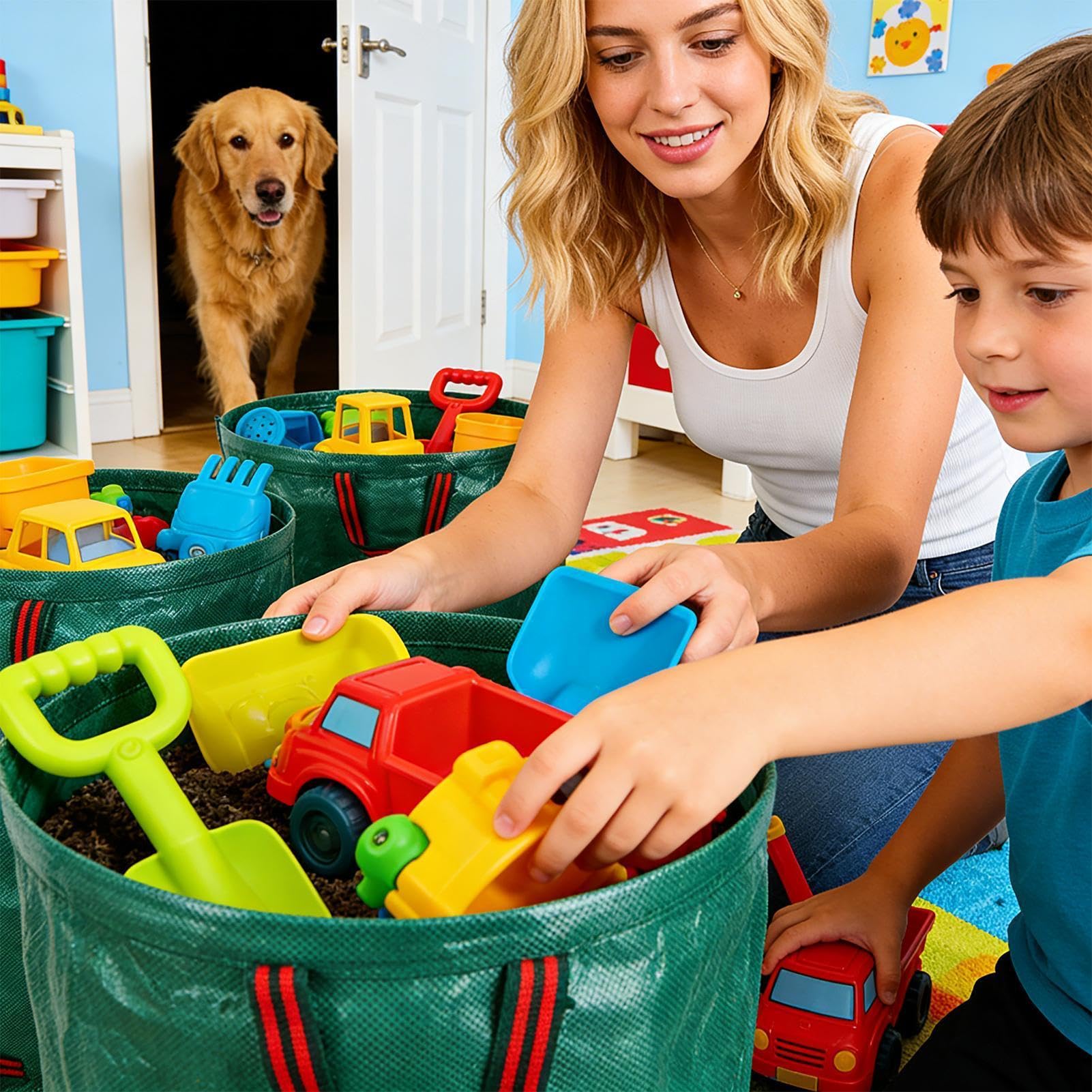 Bolsa para Residuos de Jardín Juego de 3 Unidades para Recogida de Desechos | Bolsas resistentes con asas reforzadas Para Jardinería, Camping, Limpieza de Patio y Exteriores