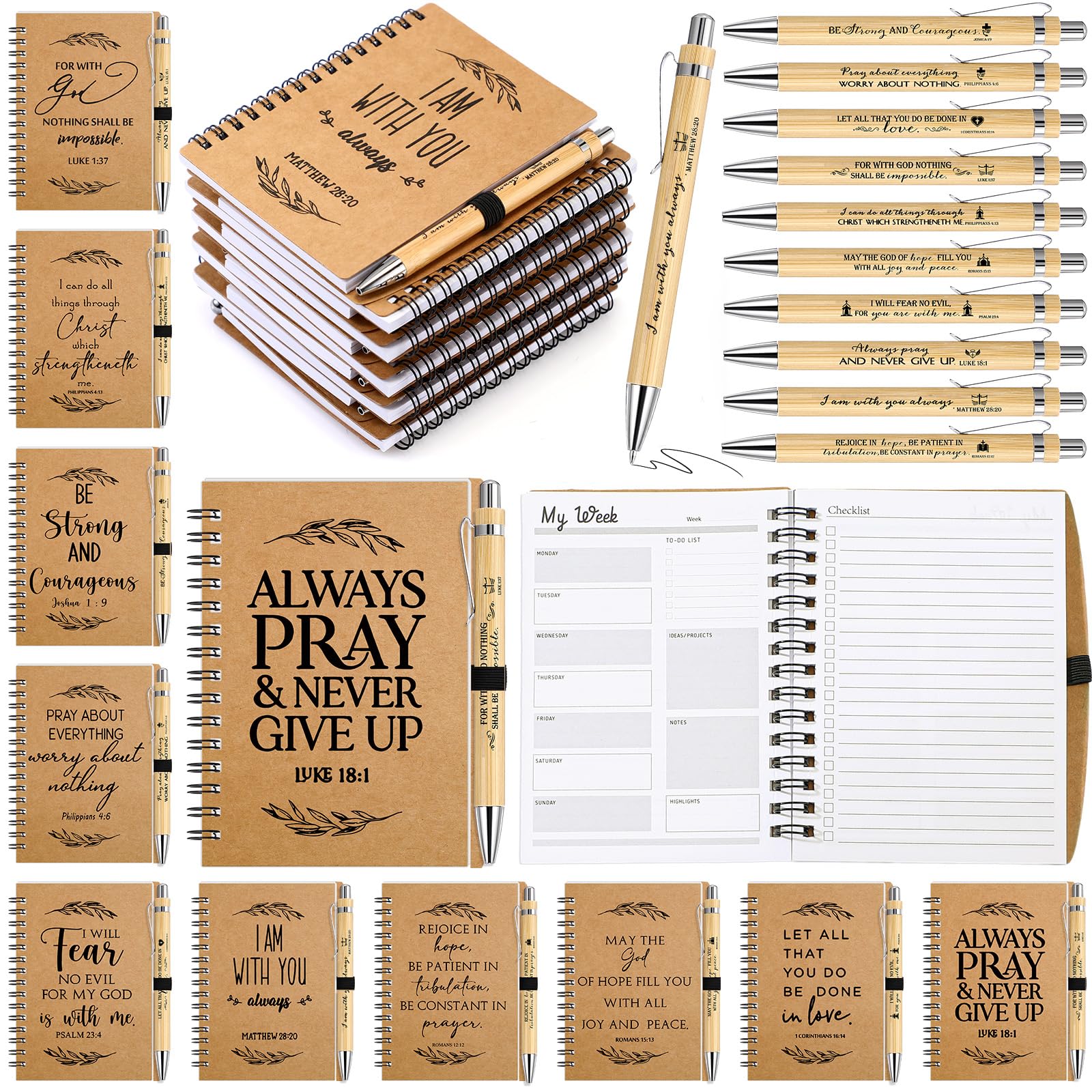 Spakon 20 Sets Religious Christian Party Favor Gifts Bulk Easter Mother's Day Church Pastor Ministry Journal Notepad Spiral Planner Notebook with