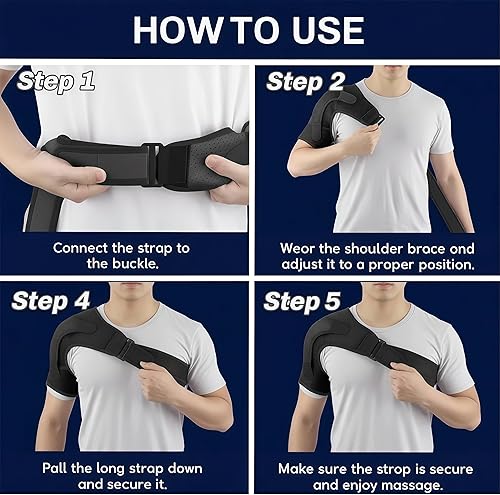 Miniatura 6 de Envoltura de hombro térmica inalámbrica con vibración, alivio del dolor para hombros, cuello y hombros congelados, alivia la fatiga, promueve un