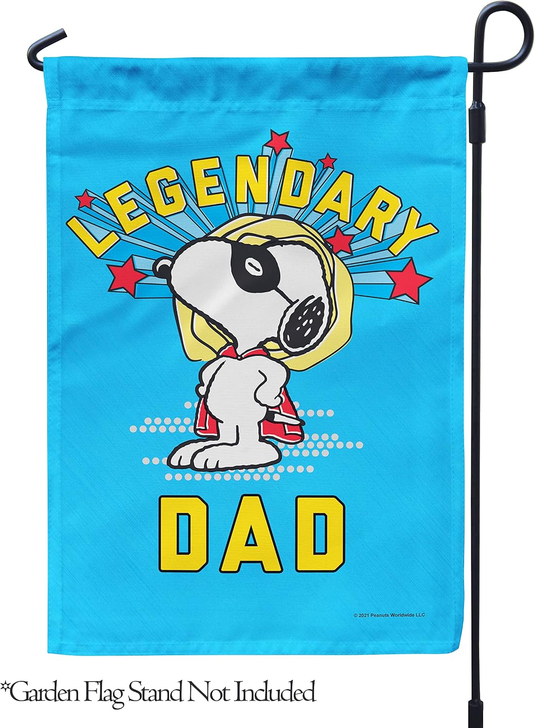 Flagology, PEANUTS Legendary Dad – Garden Flag 12" x 18", Outdoor Flag, Exclusive Premium Fabric, Officially Licensed PEANUTS®, Father's Day