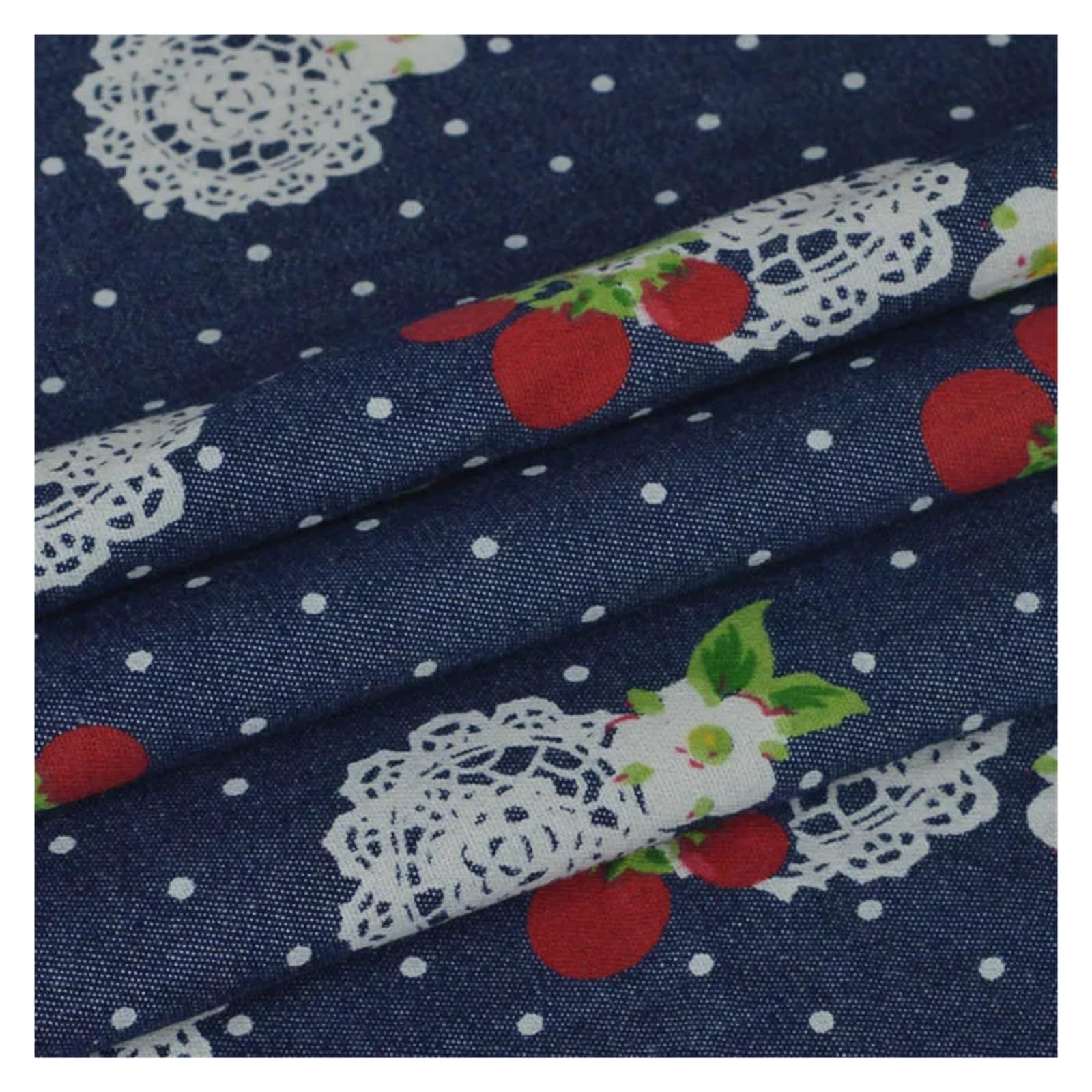 Summer Thin Non Elastic Blended Printed Denim Fabric for Quilting Sewing Clothes Skirt per Half Meter(Tomato)