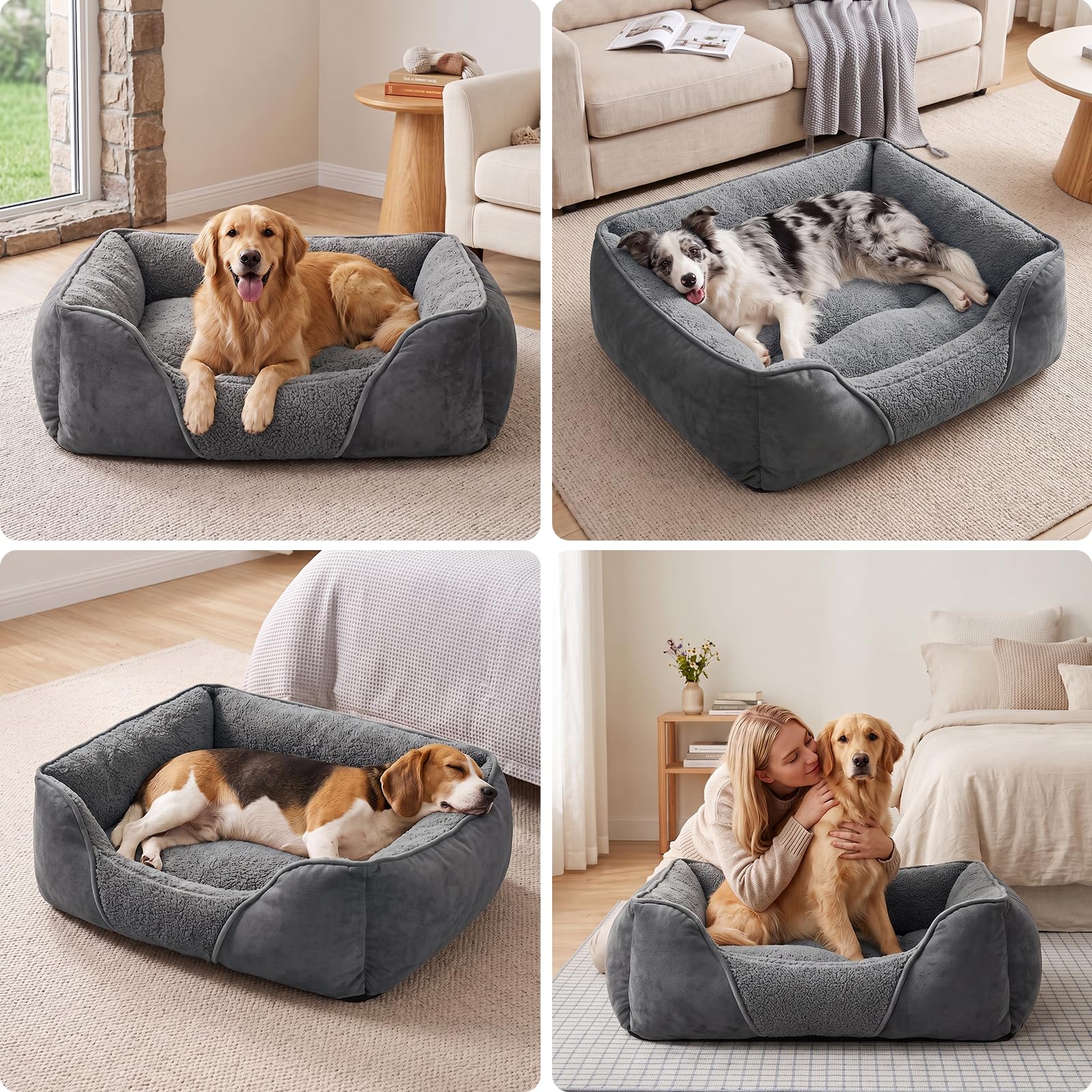 FURTIME Hundebett XXL Grosse Hunde, Hundekorb Waschbar, 106x80x23cm