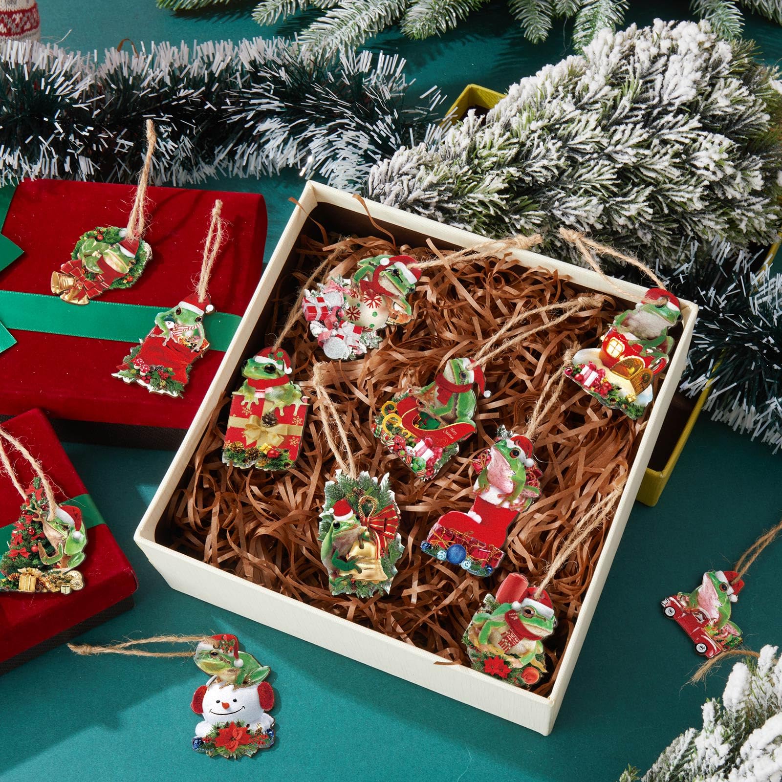 Amazon.co.jp: Soaoo 48ピース クリスマスカエルツリーオーナメント