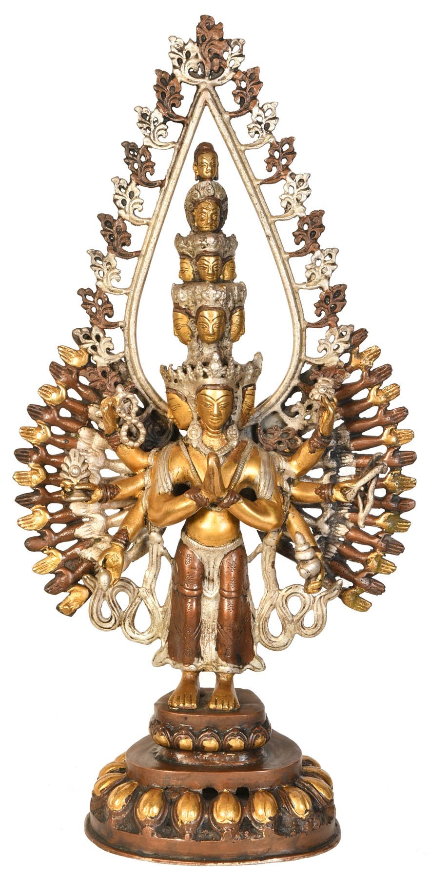 Statue tibétaine Avalokiteshvara laiton cadeau spirituel