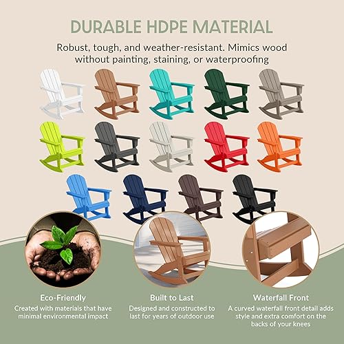 Miniatura 6 de WestinTrends Malibu - Mecedora Adirondack de polietileno para exteriorespatio, teca