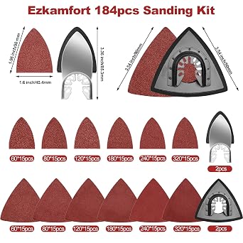 184 PCS Multi Tool Sanding Pads, Sanding Pad, Multi-Tool Blade