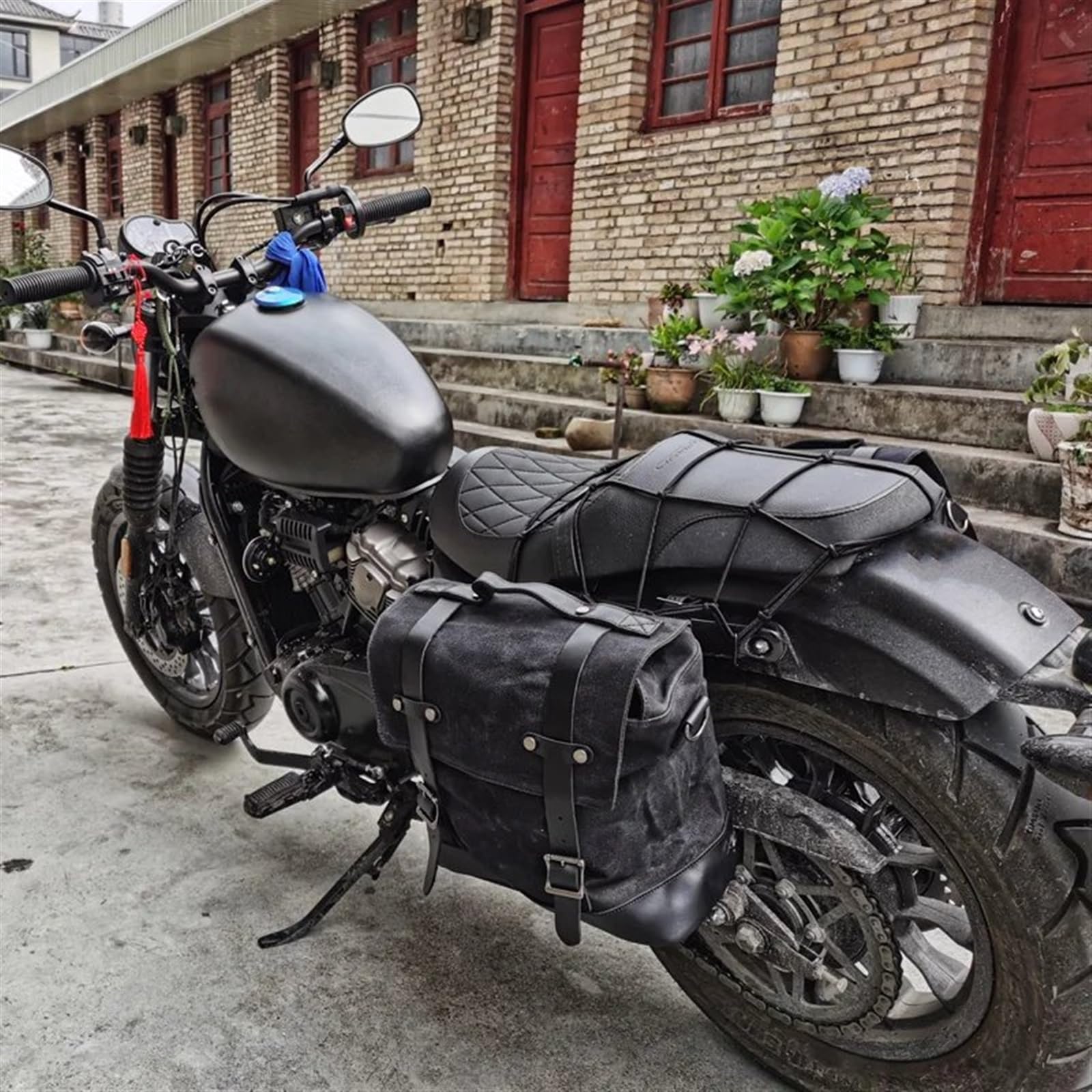 Borsa Moto Viaggio Impermeabile Retrò Vintage - Sella Per Bici, Posteriore, Laterale in Tela Cerata Per Pilota (B)