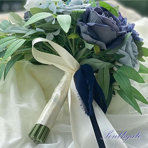 Miniatura 3 de SOUTHGATE Ramos de boda para novia, flores artificiales, ramos de dama de honor, ramo de novia flores artificiales para bodas, fiestas e iglesia,