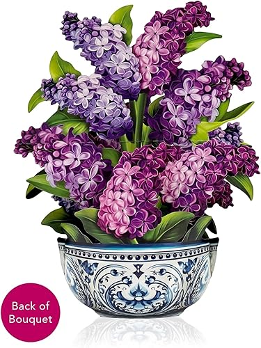 Miniatura 6 de Freshcut Paper Tarjetas desplegables, lilas de jardín, ramo de flores de tamaño real de 12 pulgadas, tarjetas de felicitación emergentes 3D, regalos